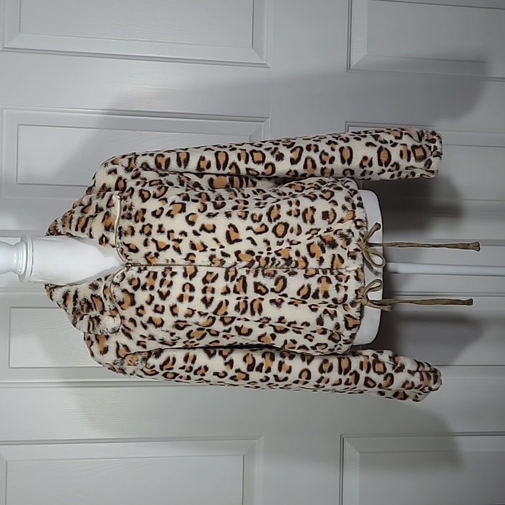 NWT Leopard Print Coat Jacket Faux Fur VS PINK & Know One Cares Large - Picture 5 of 17